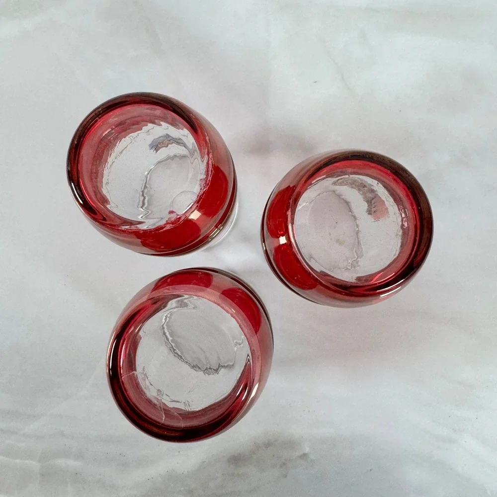 Set of 3 Venezia Souvenir Glasses‎ Venice Italy Tumblers Gold Band Red Flashing